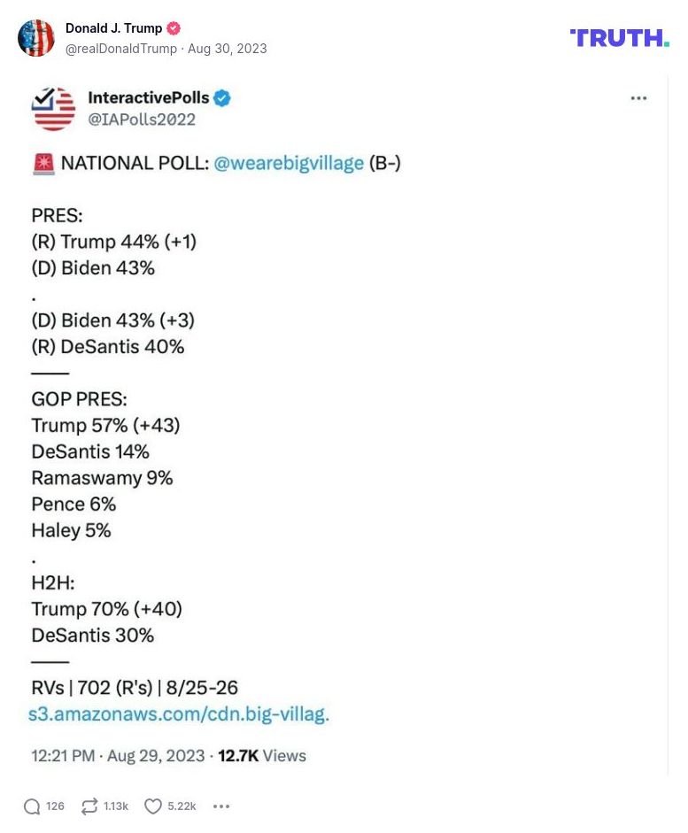 Post image from Donald Trump