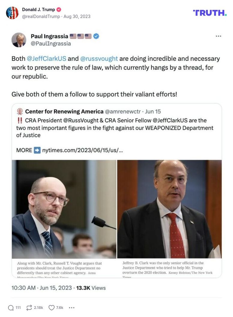 Post image from Donald Trump