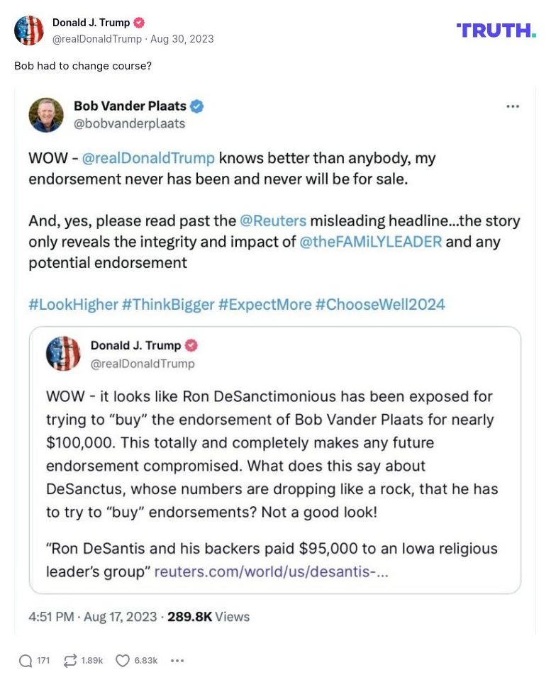 Post image from Donald Trump