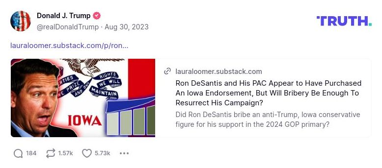 Post image from Donald Trump