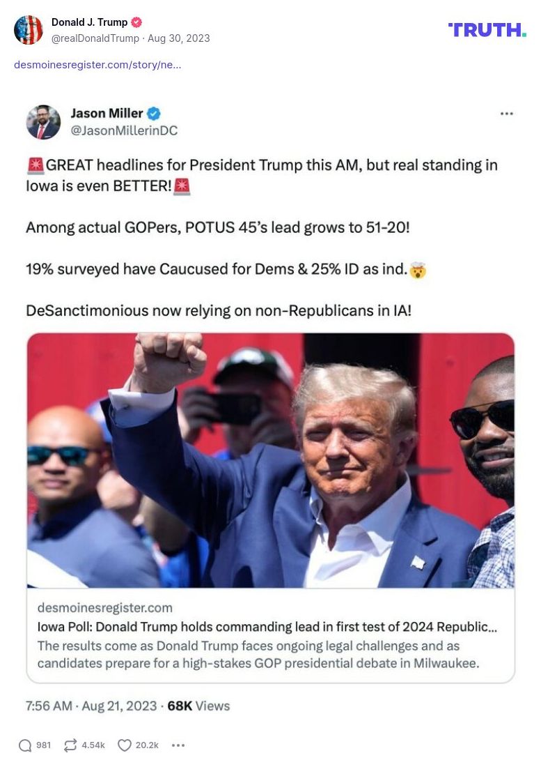 Post image from Donald Trump