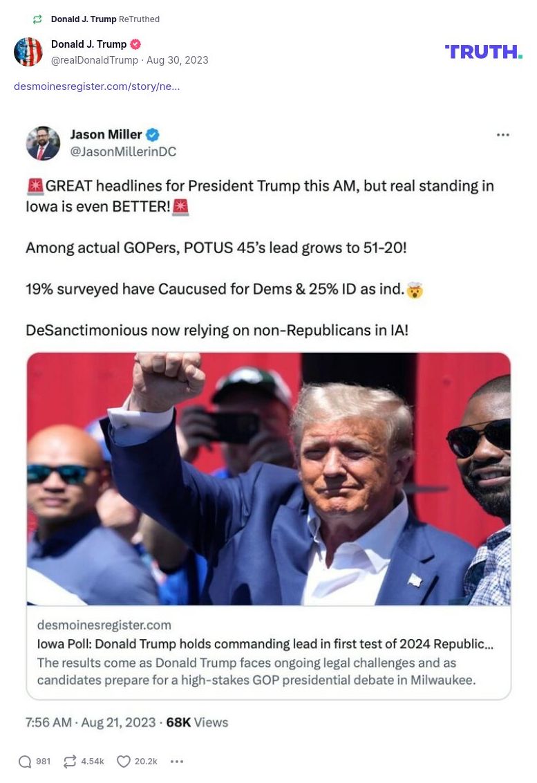 Post image from Donald Trump