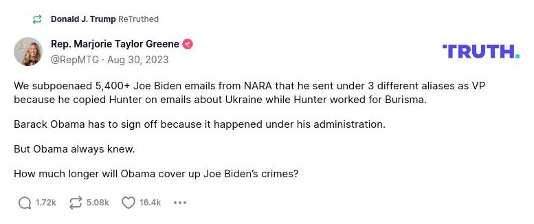 Post preview from Donald Trump