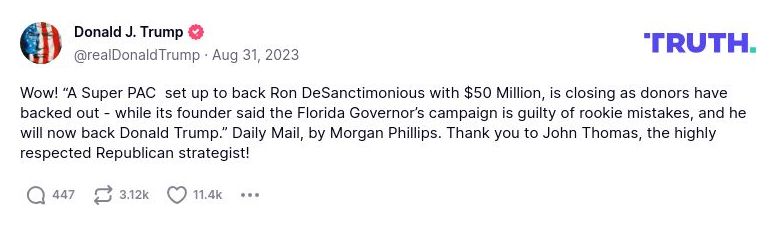 Post image from Donald Trump