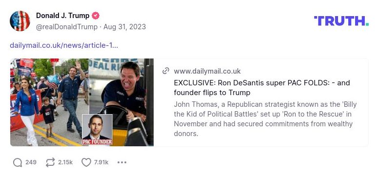 Post image from Donald Trump