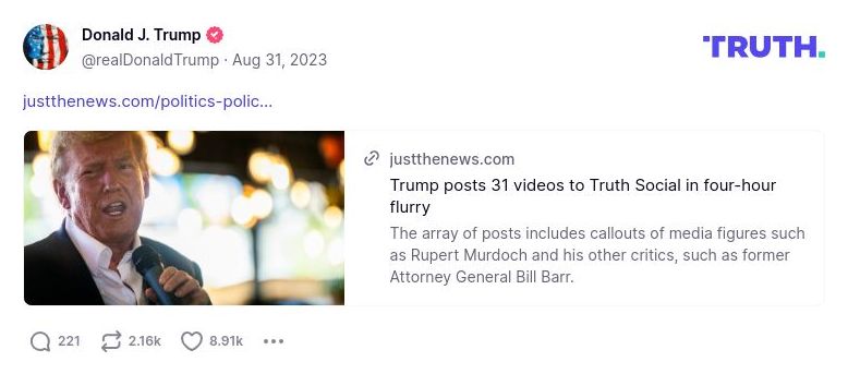 Post image from Donald Trump