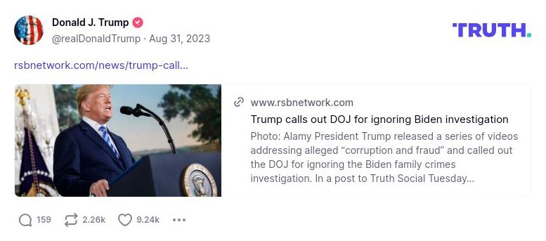 Post image from Donald Trump