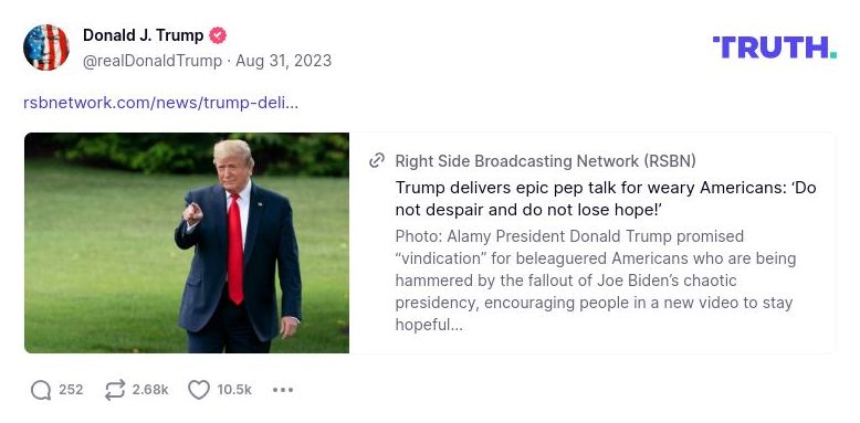 Post image from Donald Trump