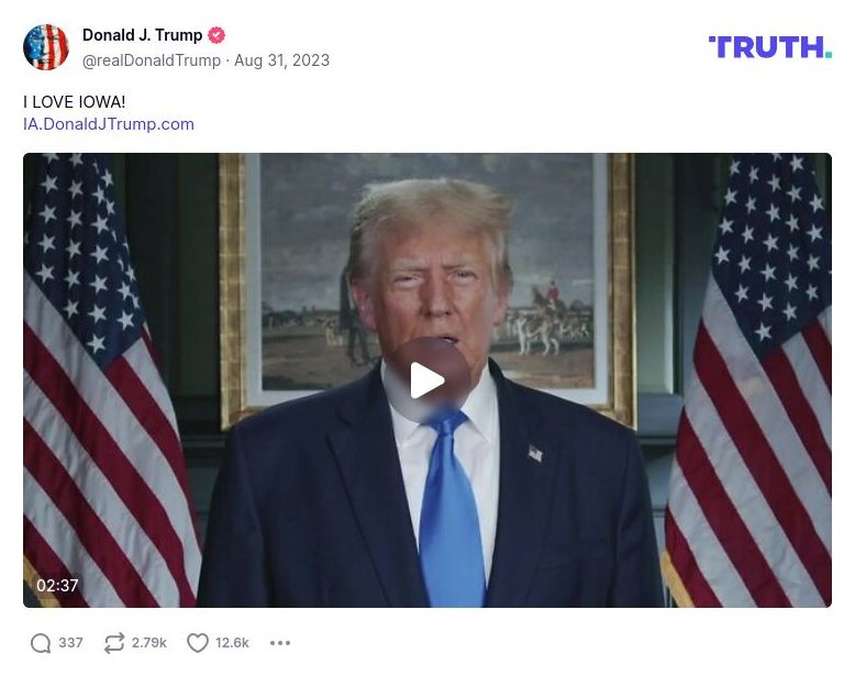 Post image from Donald Trump