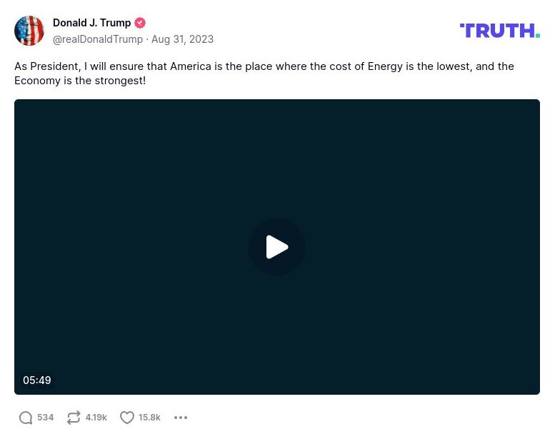 Post image from Donald Trump