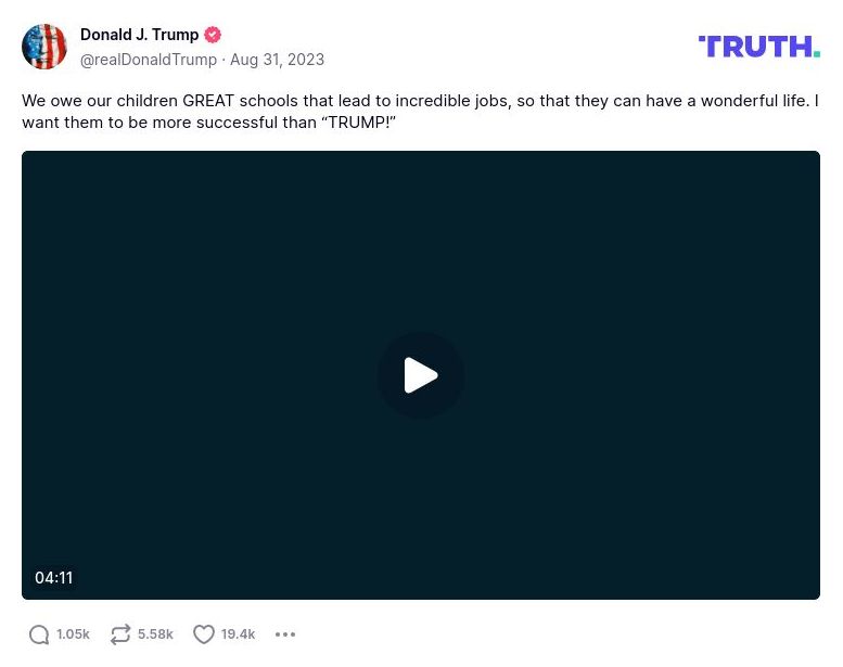 Post image from Donald Trump