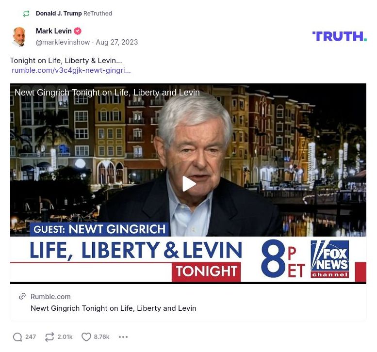 Post image from Donald Trump