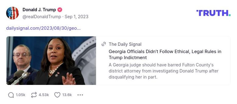 Post image from Donald Trump