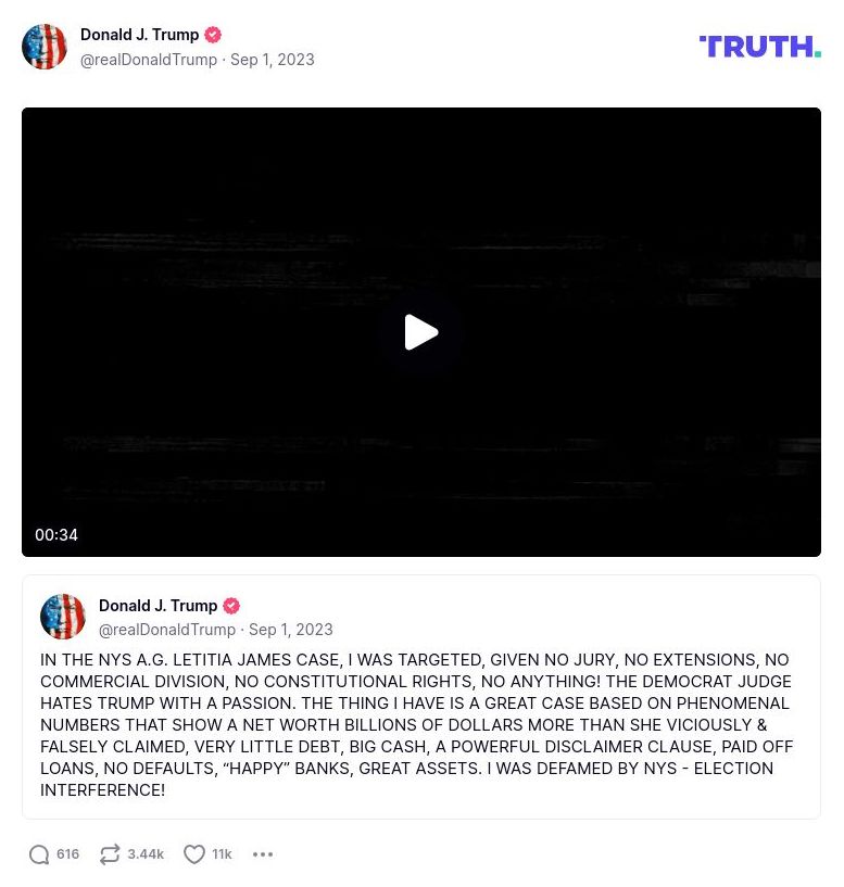 Post image from Donald Trump