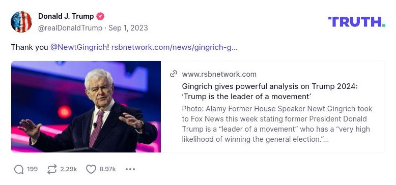 Post image from Donald Trump