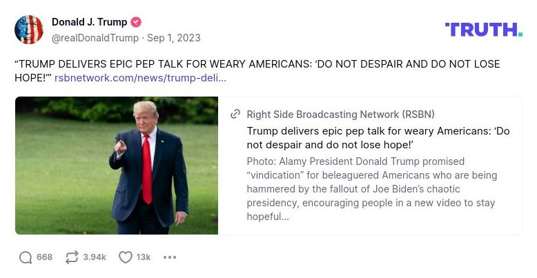 Post image from Donald Trump