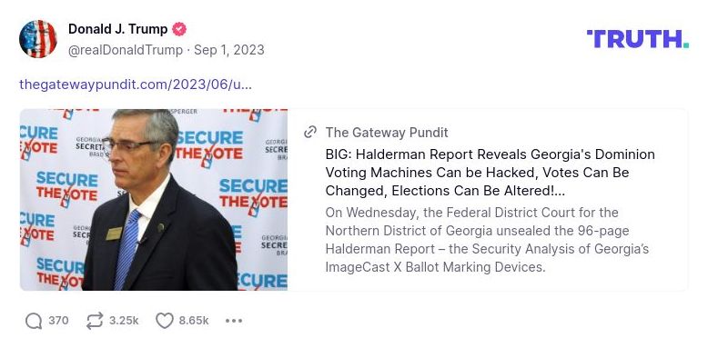 Post image from Donald Trump