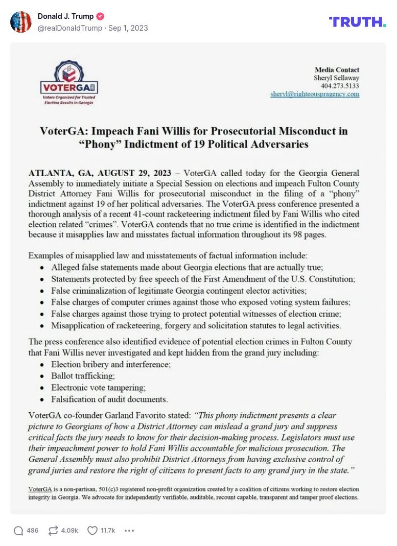 Post image from Donald Trump