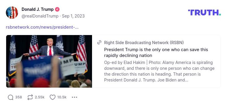 Post image from Donald Trump