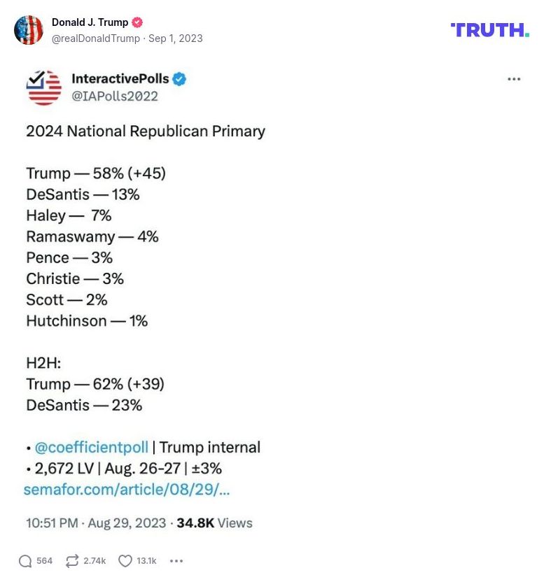 Post image from Donald Trump