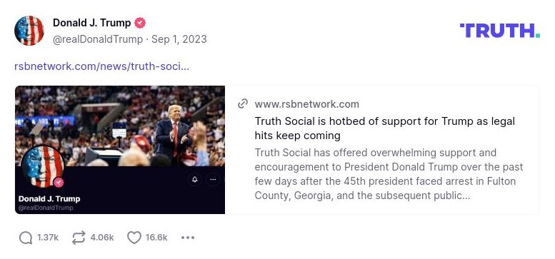 Post image from Donald Trump