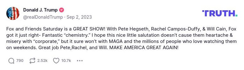 Post image from Donald Trump