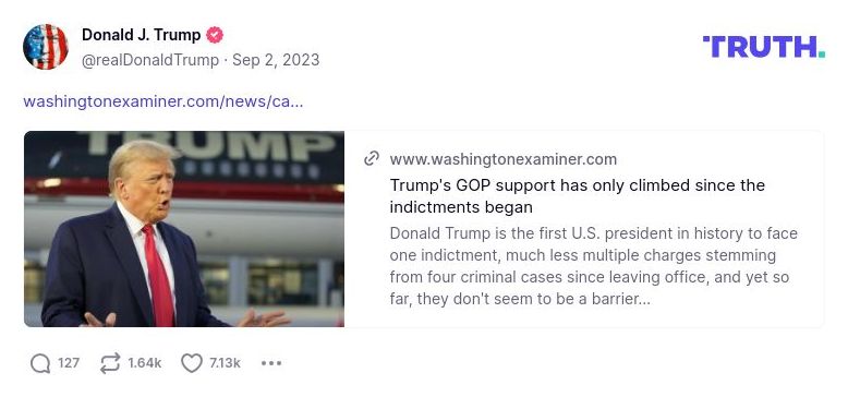 Post image from Donald Trump