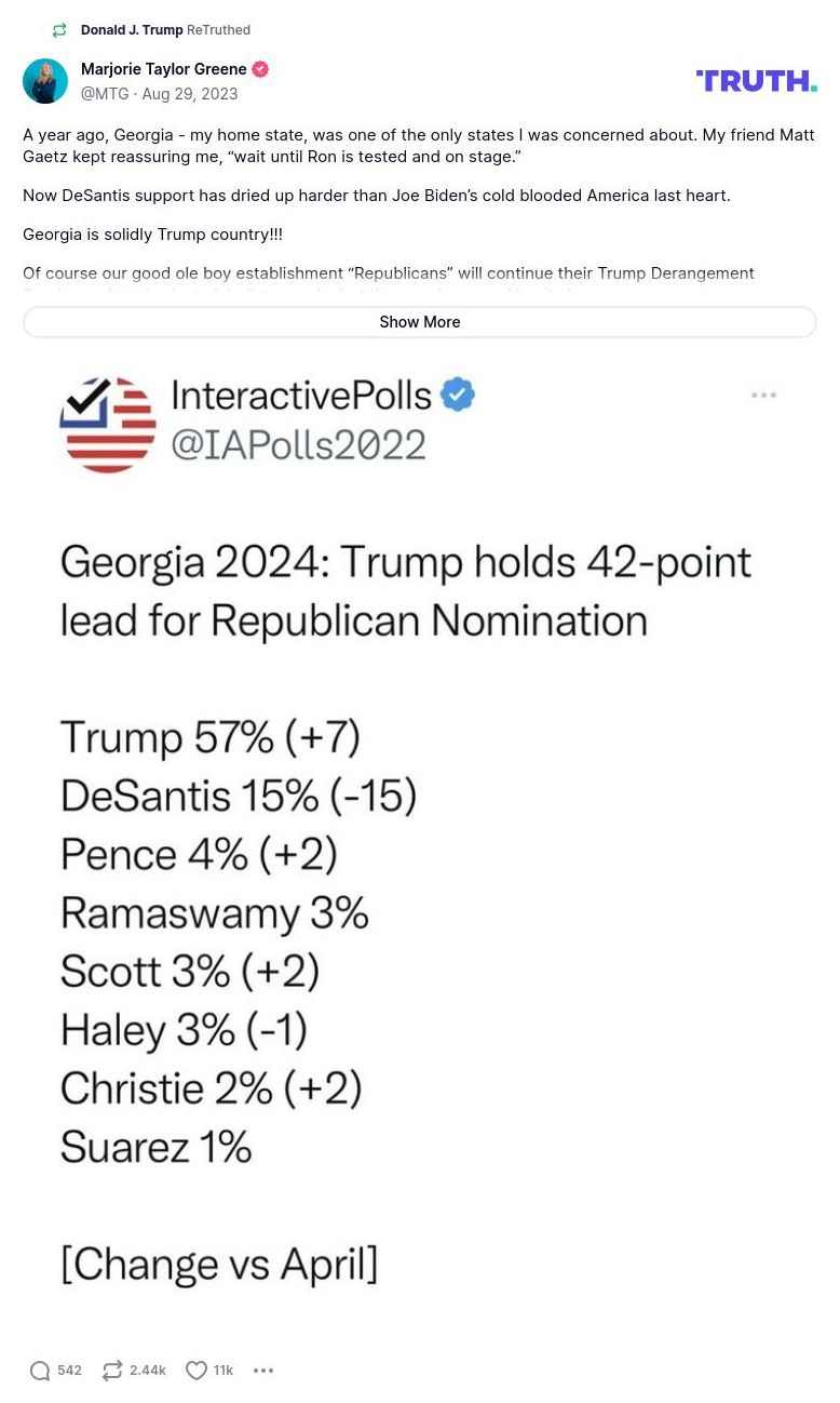 Post image from Donald Trump