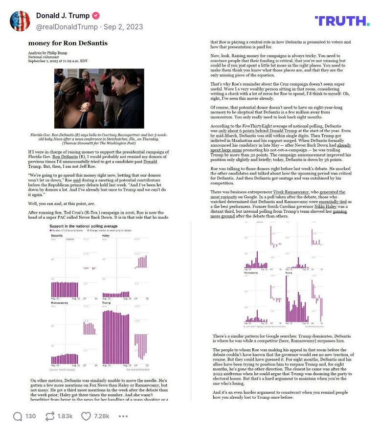 Post image from Donald Trump