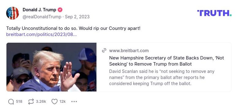 Post image from Donald Trump