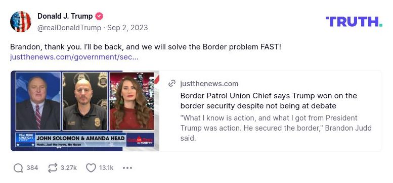 Post image from Donald Trump