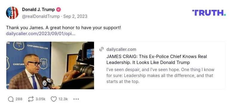 Post image from Donald Trump