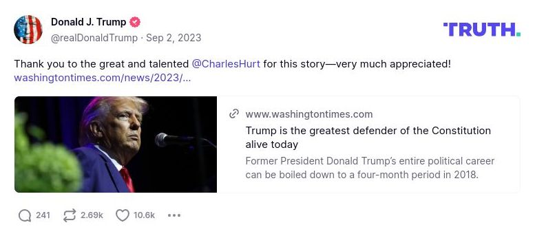 Post image from Donald Trump