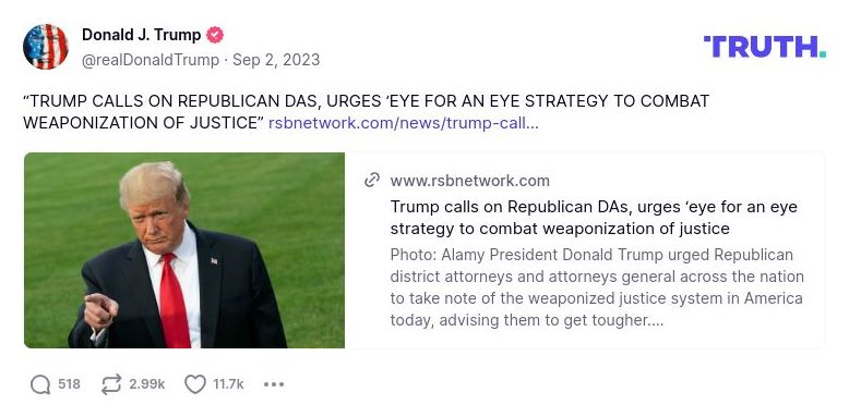 Post image from Donald Trump