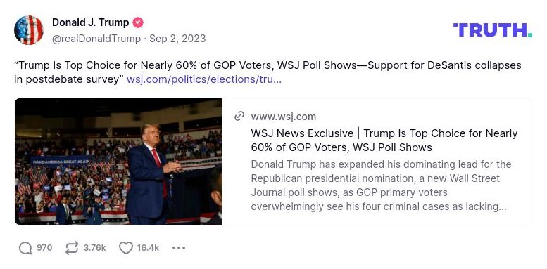 Post image from Donald Trump