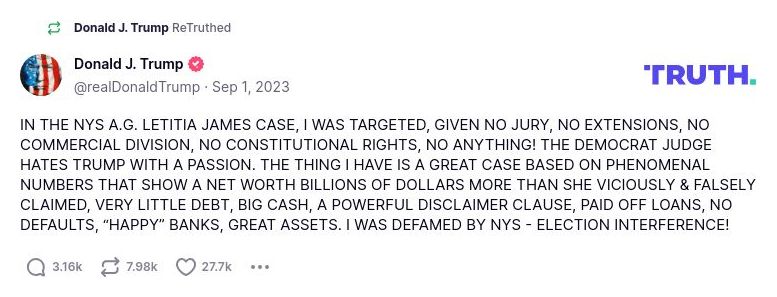 Post image from Donald Trump