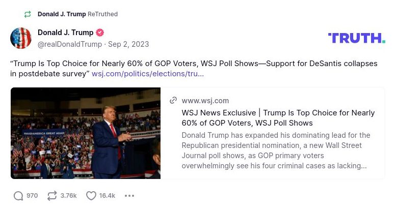 Post image from Donald Trump