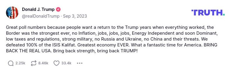 Post preview from Donald Trump