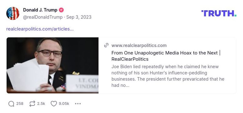 Post image from Donald Trump