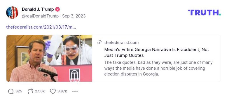 Post image from Donald Trump