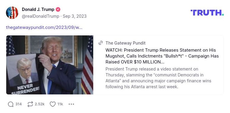 Post image from Donald Trump