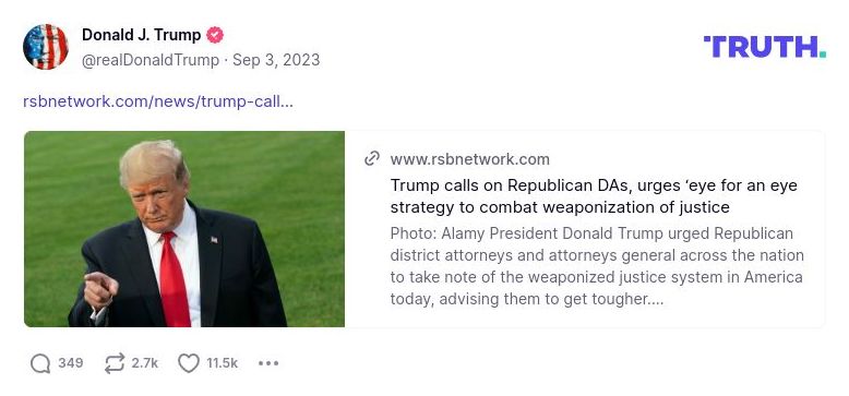 Post image from Donald Trump