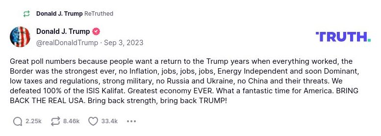 Post preview from Donald Trump