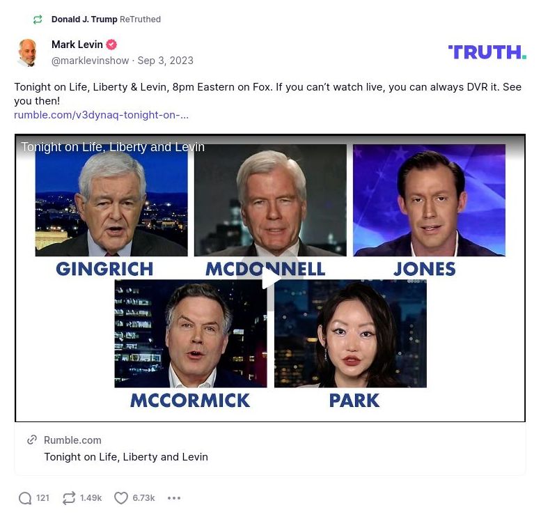 Post image from Donald Trump