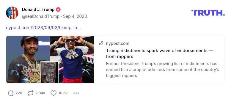 Post image from Donald Trump