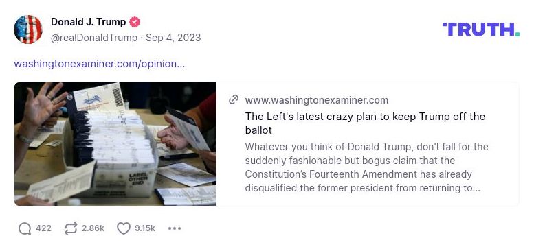 Post image from Donald Trump