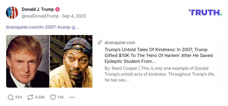 Post image from Donald Trump