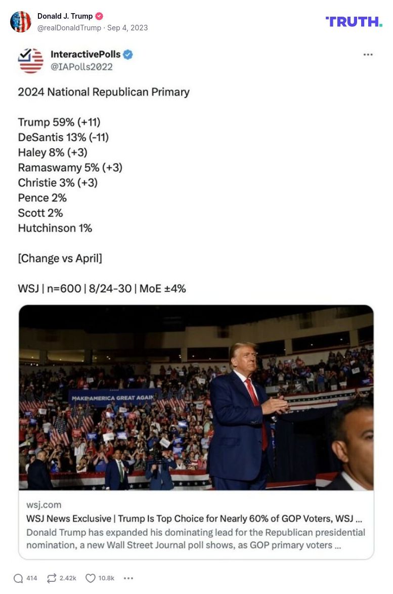 Post image from Donald Trump