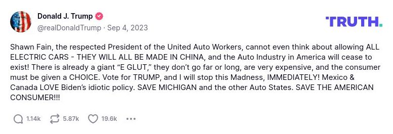 Post preview from Donald Trump