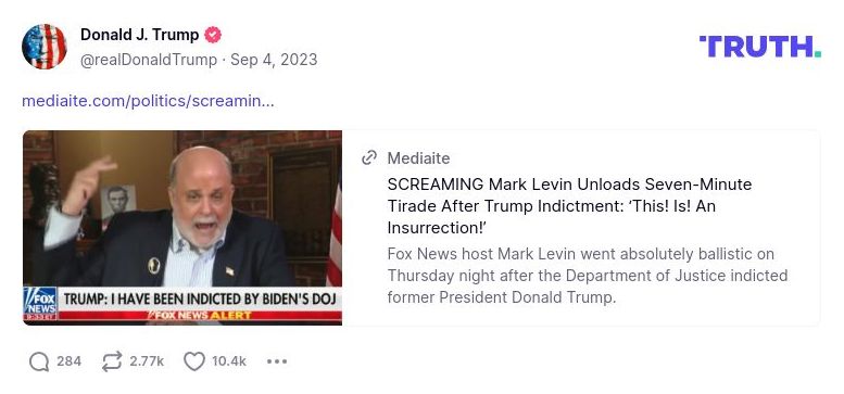 Post image from Donald Trump